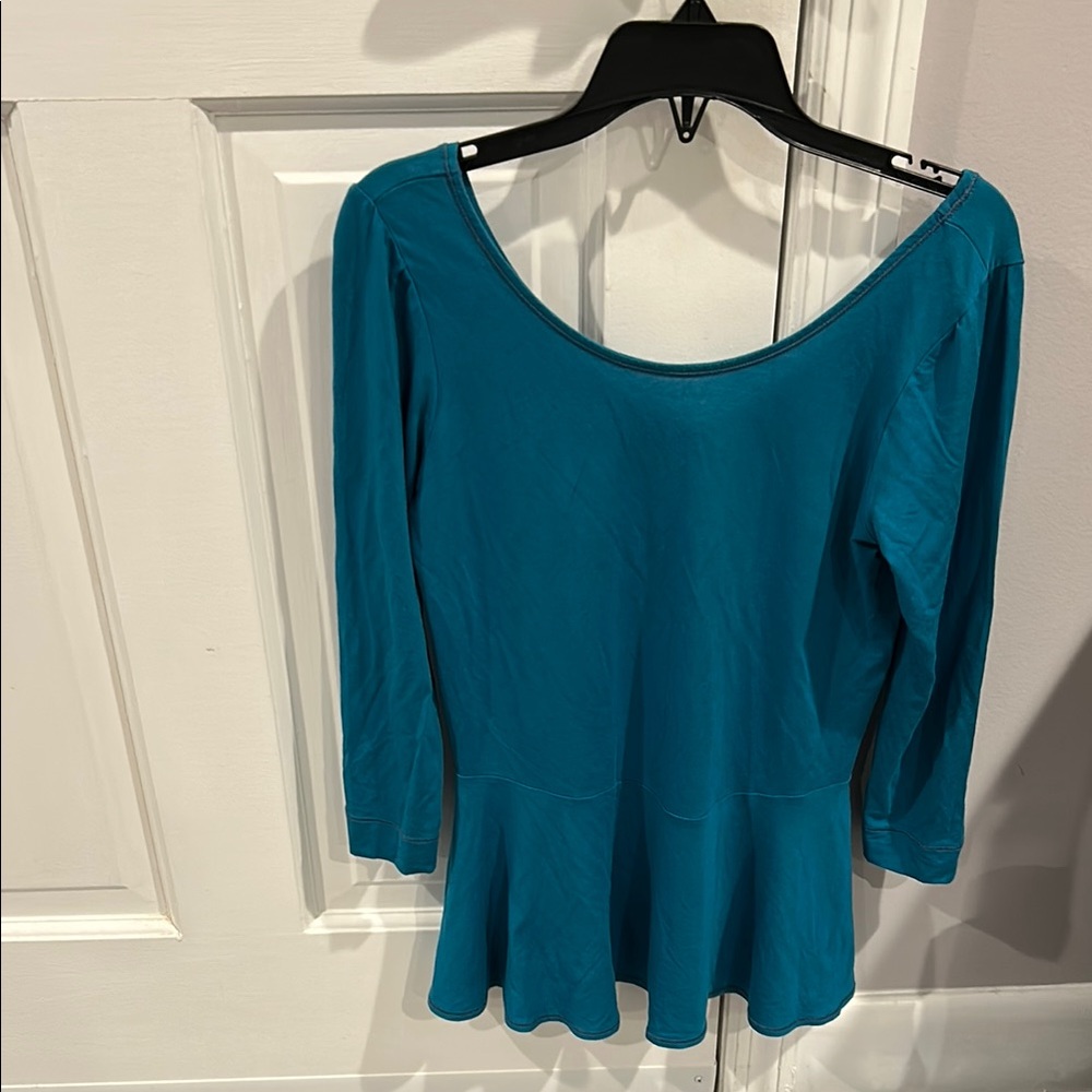 Pennyblack Blue Peplum 3/4 Sleeve Blouse y.